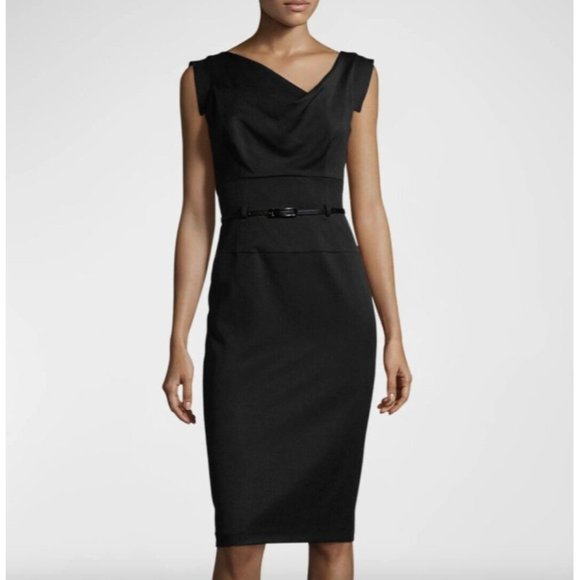 Black Halo Jackie O Sleeveless Sheath Dress Black No belt - Picture 2 of 7